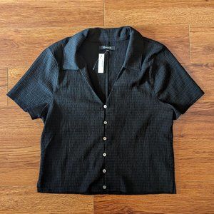 Madewell Crinkled Y-Neck Button Down